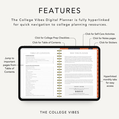 The College Vibes Digital Planner: June - May College Application & Planning Resource