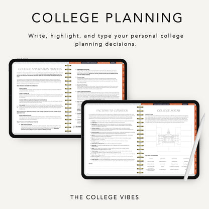 The College Vibes Digital Planner: June - May College Application & Planning Resource