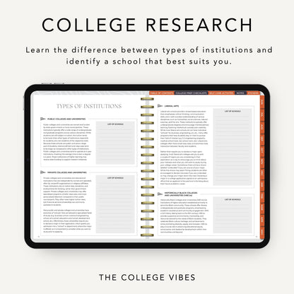 The College Vibes Digital Planner: June - May College Application & Planning Resource