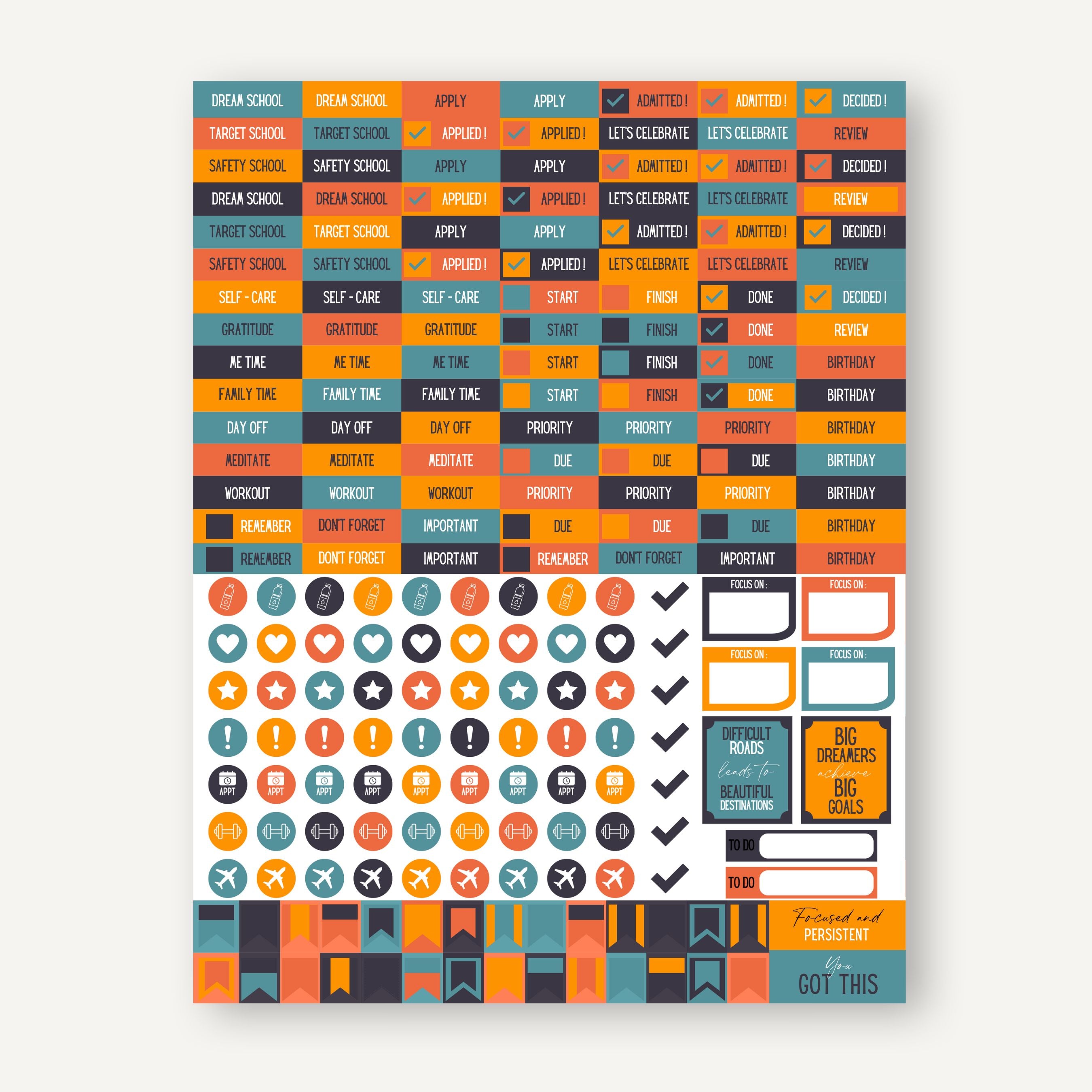 College Application Planner Stickers – The College Vibes